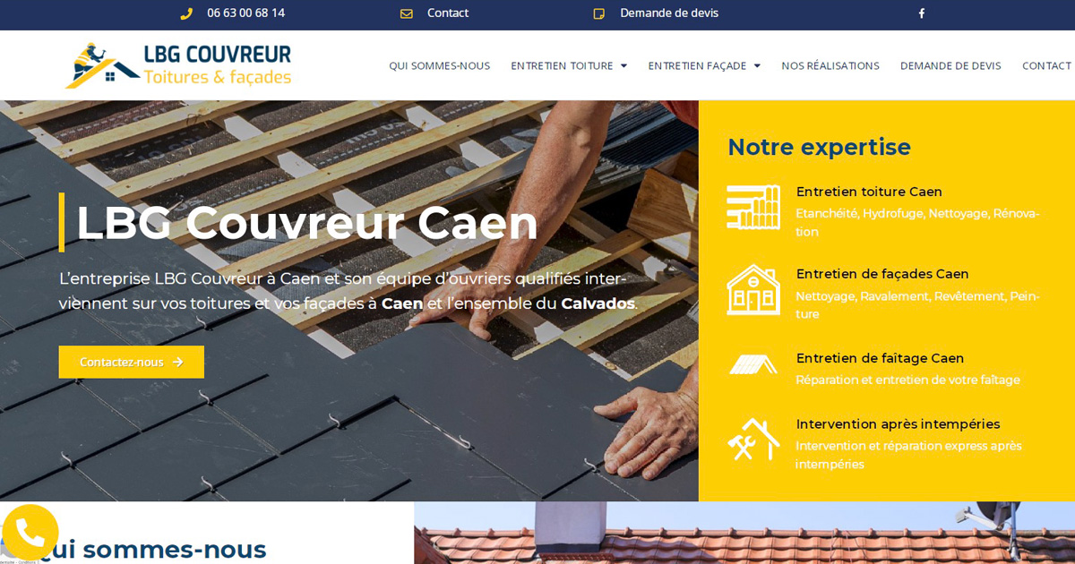 Site internet vitrine LBG Couvreur Caen