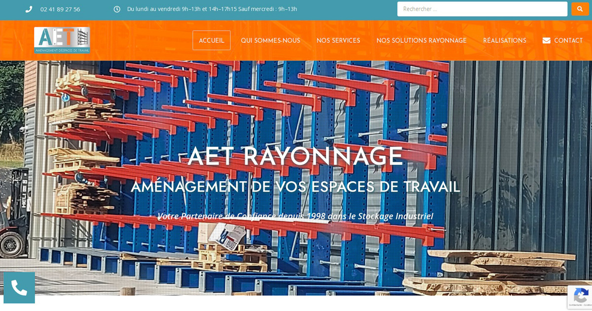 Site internet vitrine AET Rayonnage