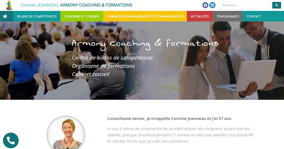 Site internet vitrine Armony Coaching et Formations