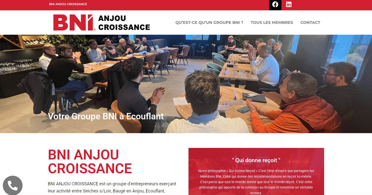 Site internet vitrine BNI Anjou Croissance