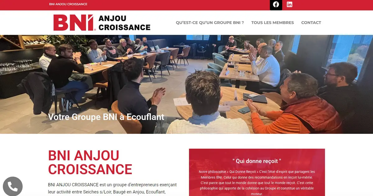 Site internet vitrine BNI Anjou Croissance