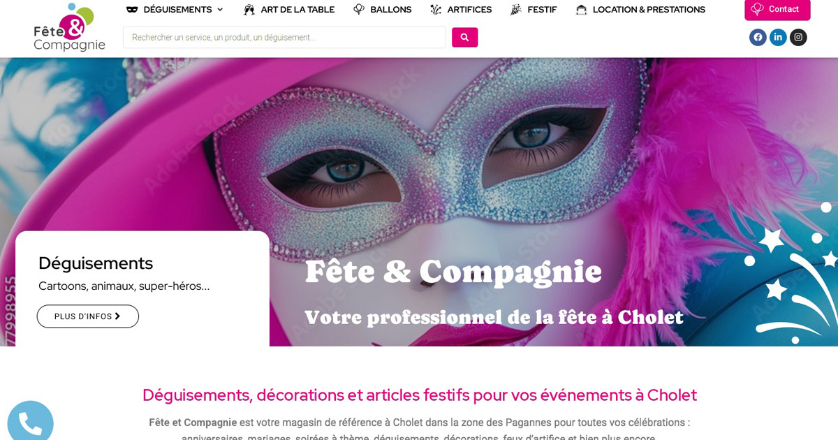 Site internet vitrine Fête et Compagnie à Cholet
