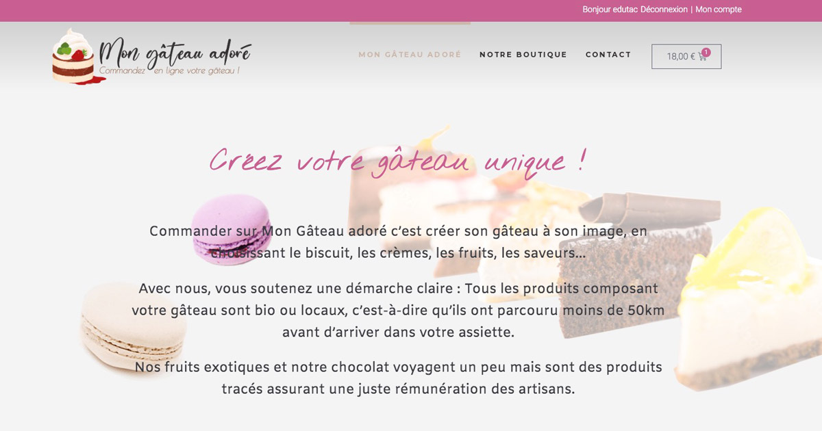 Site E-commerce Mon Gâteau Adoré