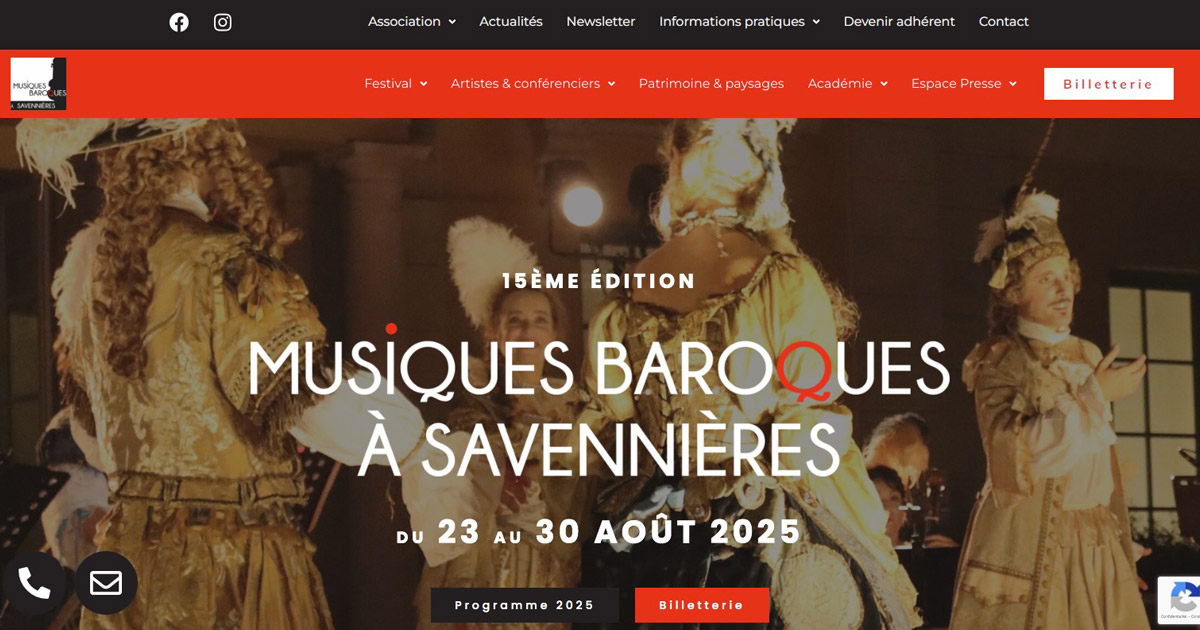 Site internet vitrine Musiques Baroques Savennières