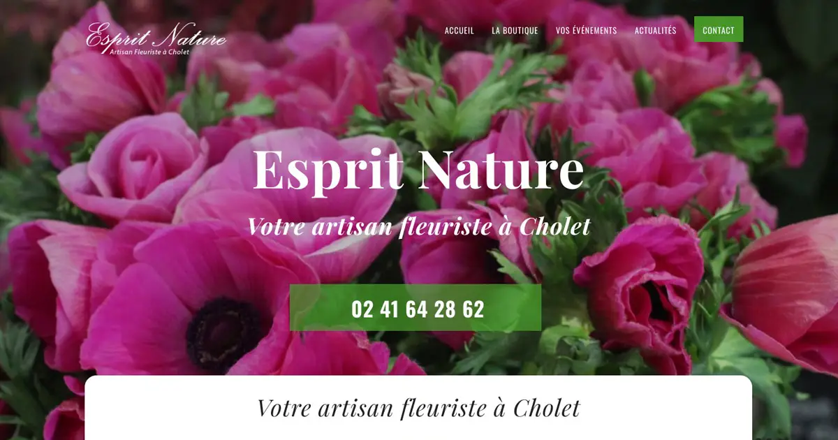 Site internet Esprit Nature à Cholet